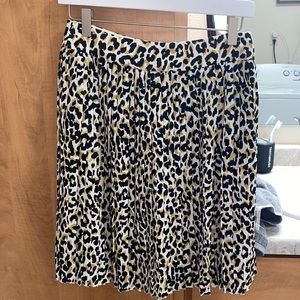 J Crew Pleated Leopard Skirt